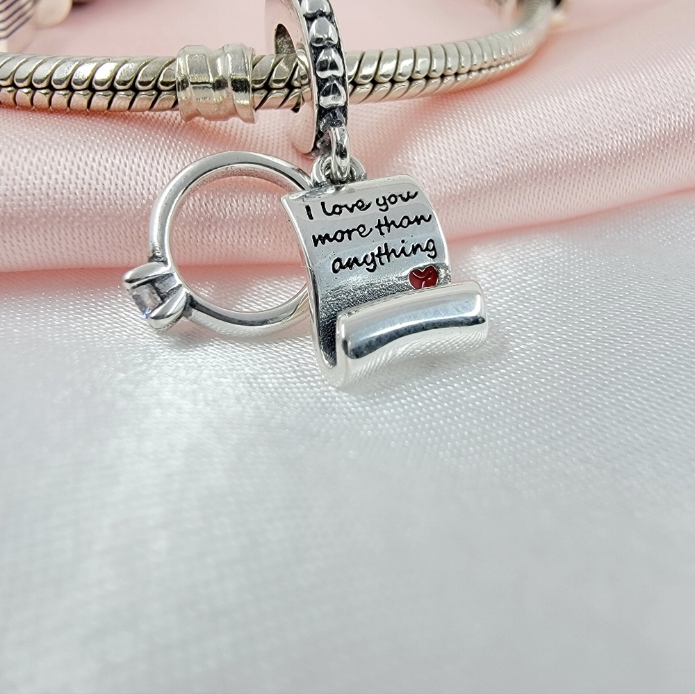 Charm for Bracelet Sterling Silver 925 I love you more that you think - Picture 4 of 4